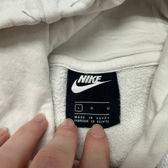 Nike Sportswear White Mens L Gray AOP Mini Swoosh Club Fleece Pullover‎ Hoodie - Picture 6 of 11